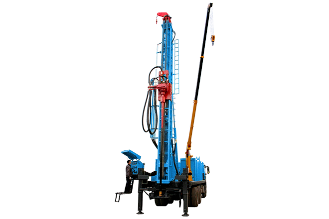 Truck mounted water well drilling rig